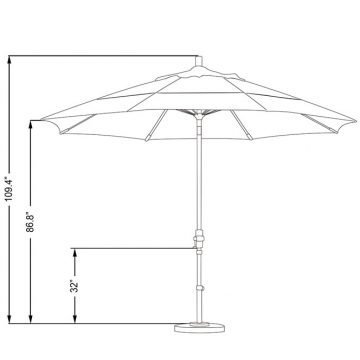 11′ Market Umbrella with Crank Lift – 20 colors available